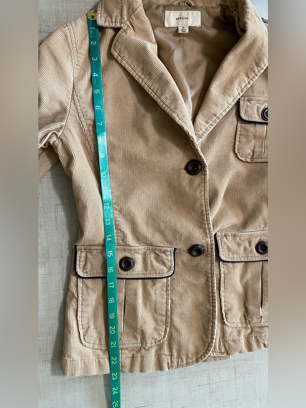 Merona Corduroy Blazer Jacket in Tan - Women's Casual Tailored Coat - Picture 11 of 12